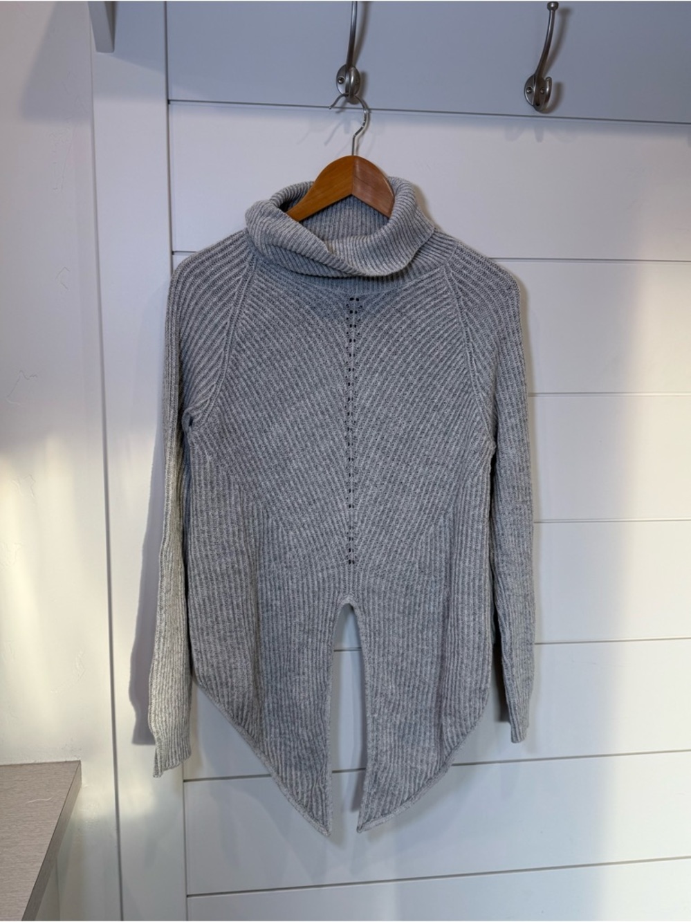 Anthropologie Moth Gray Tie Front Turtleneck Sweater Small
